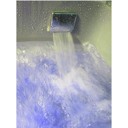 Mesa Yukon 60” x 33” x 87” Blue Tempered Glass White Exterior Freestanding Steam Shower Jetted Tub Combo With 3kW High Output Steam, 6-Acupuncture Body Jets and 6-Whirlpool Jets