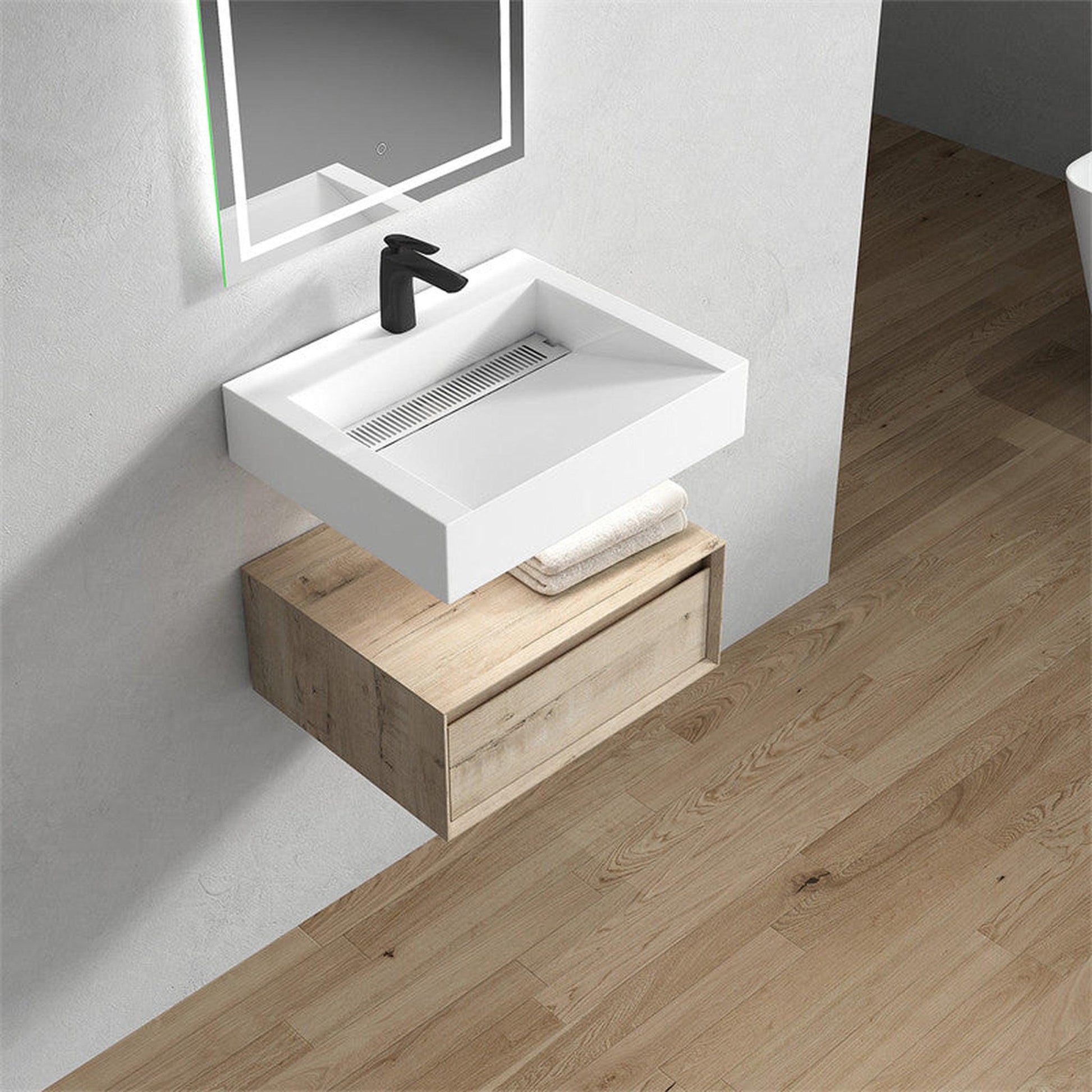 Moreno Bath ALYSA 24" Light Oak Floating Vanity With Single Reinforced White Acrylic Sink