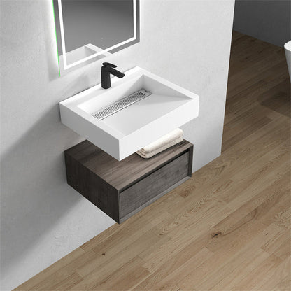 Moreno Bath ALYSA 24" Smoke Oak Floating Vanity With Single Reinforced White Acrylic Sink