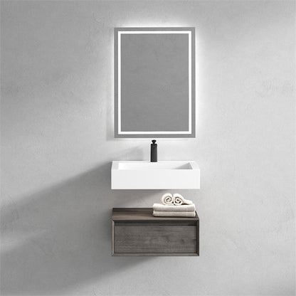 Moreno Bath ALYSA 24" Smoke Oak Floating Vanity With Single Reinforced White Acrylic Sink