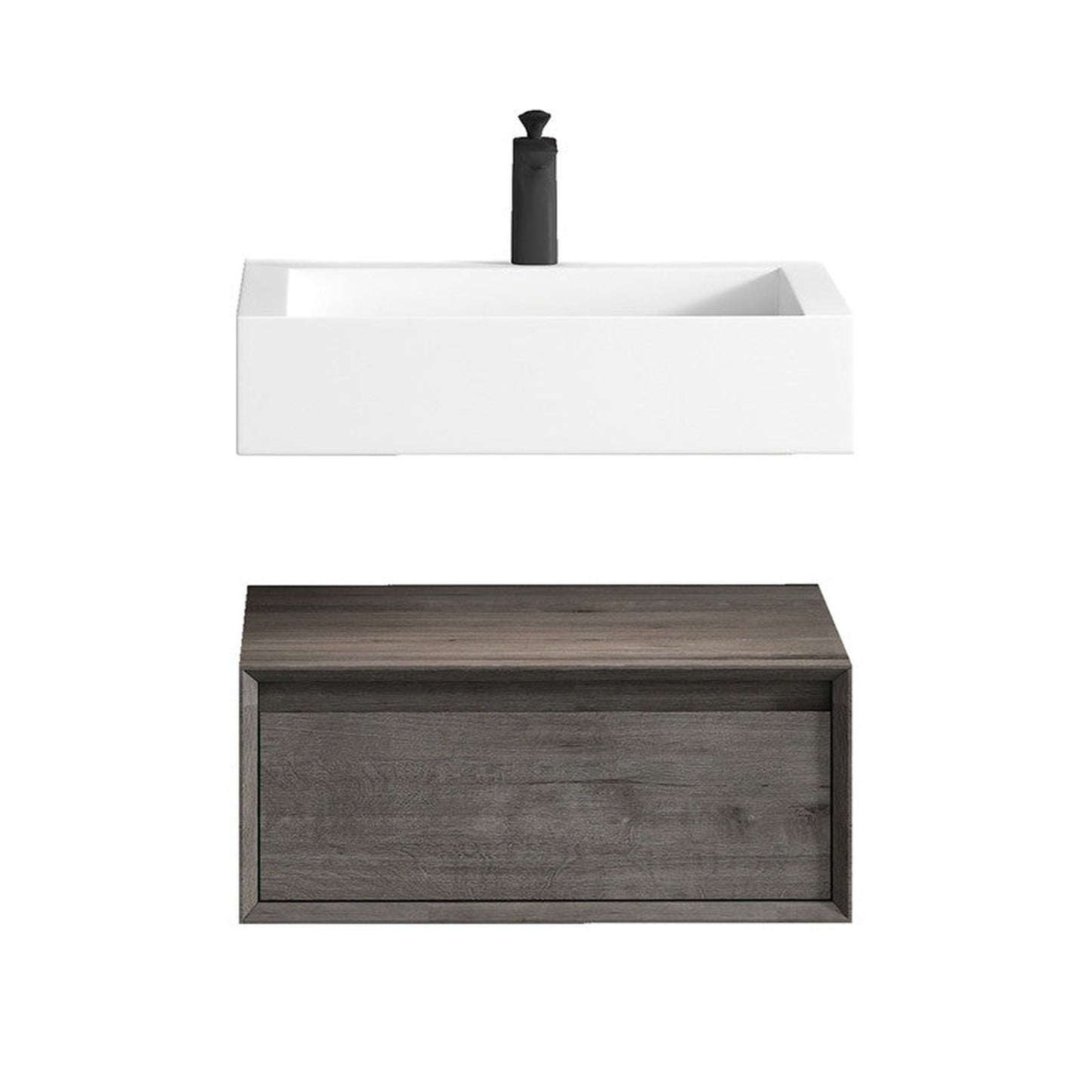 Moreno Bath ALYSA 24" Smoke Oak Floating Vanity With Single Reinforced White Acrylic Sink