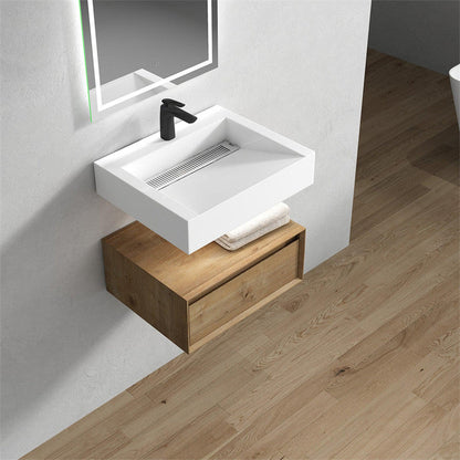 Moreno Bath ALYSA 24" White Oak Floating Vanity With Single Reinforced White Acrylic Sink