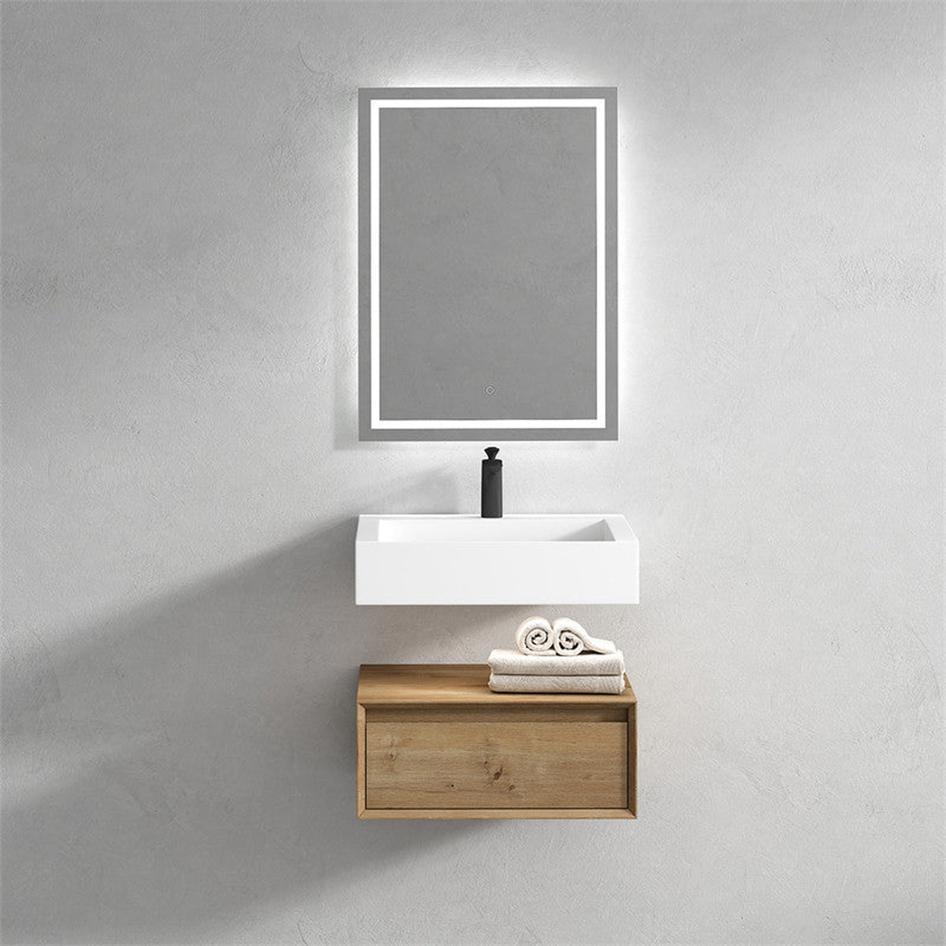 Moreno Bath ALYSA 24" White Oak Floating Vanity With Single Reinforced White Acrylic Sink