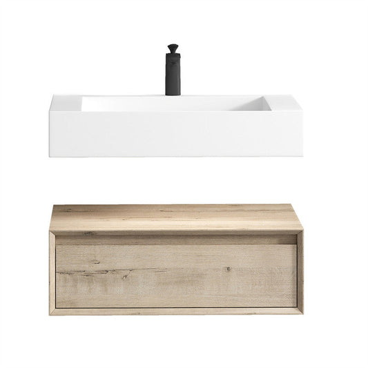 Moreno Bath ALYSA 30" Light Oak Floating Vanity With Single Reinforced White Acrylic Sink