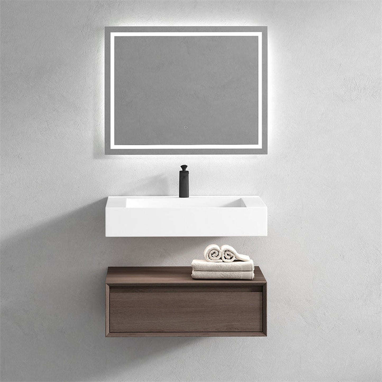 Moreno Bath ALYSA 30" Red Oak Floating Vanity With Single Reinforced White Acrylic Sink