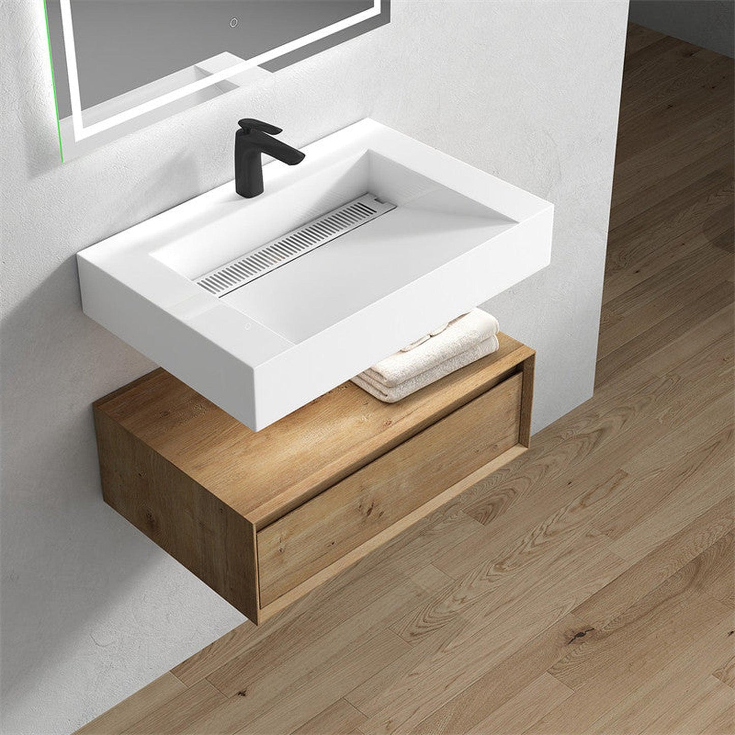 Moreno Bath ALYSA 30" White Oak Floating Vanity With Single Reinforced White Acrylic Sink