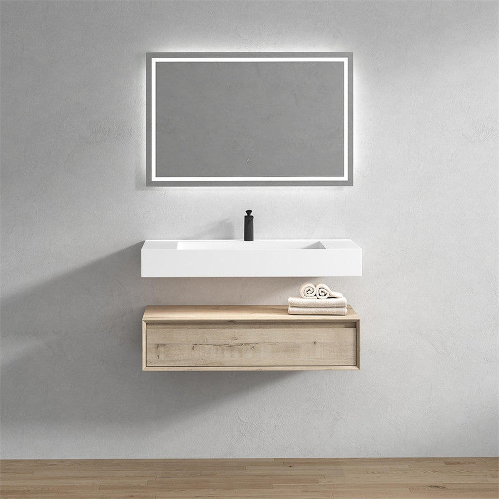 Moreno Bath ALYSA 36" Light Oak Floating Vanity With Single Reinforced White Acrylic Sink