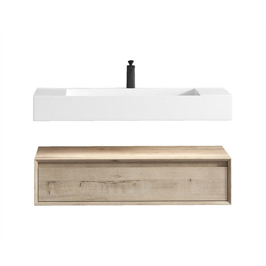 Moreno Bath ALYSA 36" Light Oak Floating Vanity With Single Reinforced White Acrylic Sink