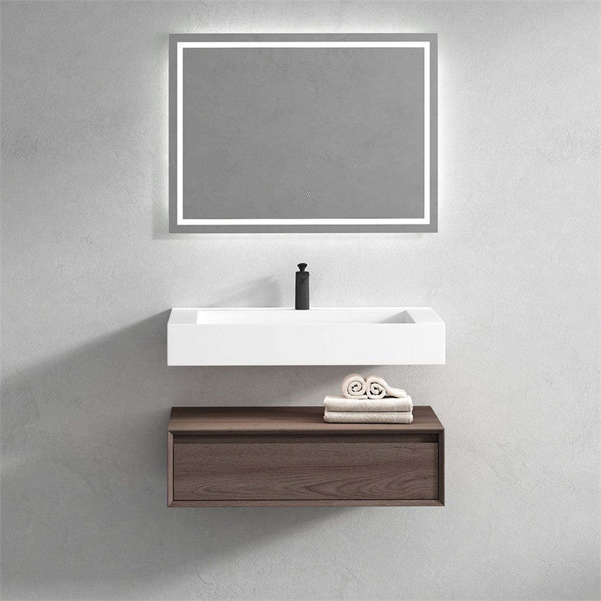 Moreno Bath ALYSA 36" Red Oak Floating Vanity With Single Reinforced White Acrylic Sink