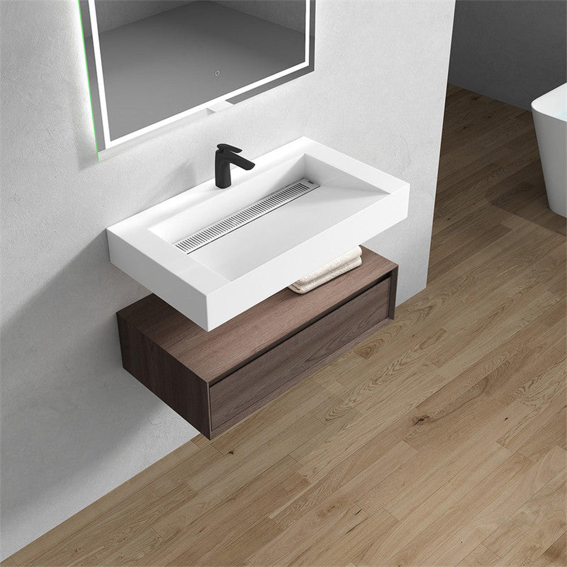 Moreno Bath ALYSA 36" Red Oak Floating Vanity With Single Reinforced White Acrylic Sink