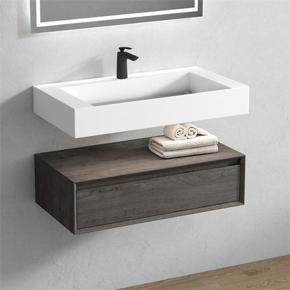 Moreno Bath ALYSA 36" Smoke Oak Floating Vanity With Single Reinforced White Acrylic Sink