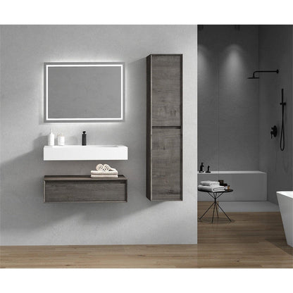 Moreno Bath ALYSA 36" Smoke Oak Floating Vanity With Single Reinforced White Acrylic Sink