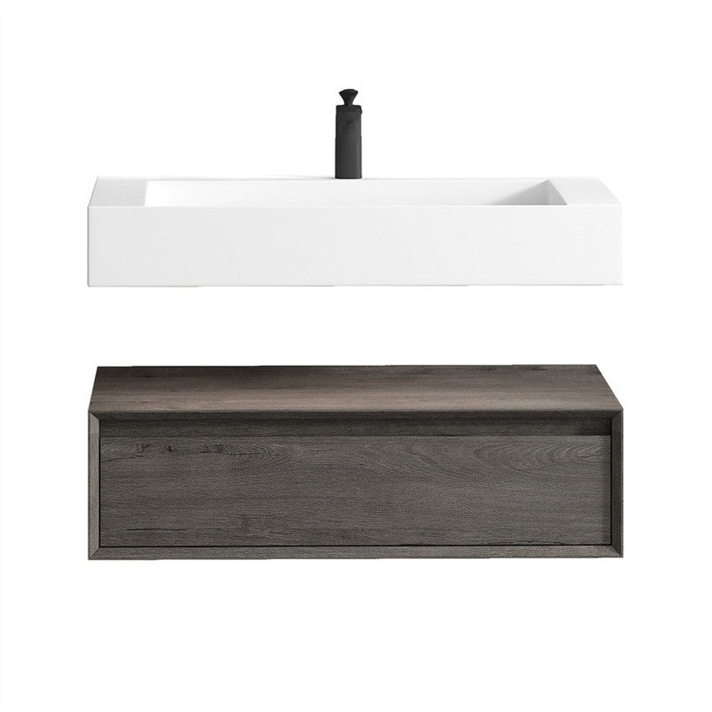 Moreno Bath ALYSA 36" Smoke Oak Floating Vanity With Single Reinforced White Acrylic Sink