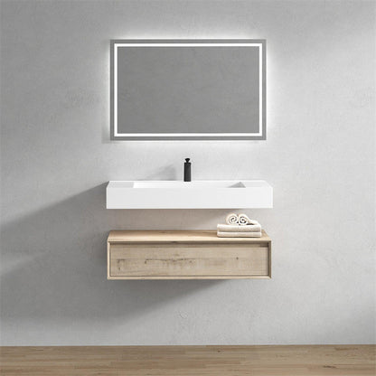 Moreno Bath ALYSA 42" Light Oak Floating Vanity With Single Reinforced White Acrylic Sink
