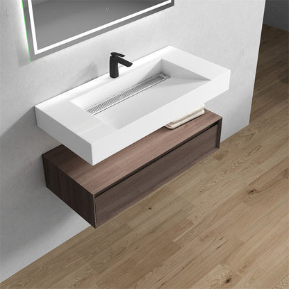 Moreno Bath ALYSA 42" Red Oak Floating Vanity With Single Reinforced White Acrylic Sink