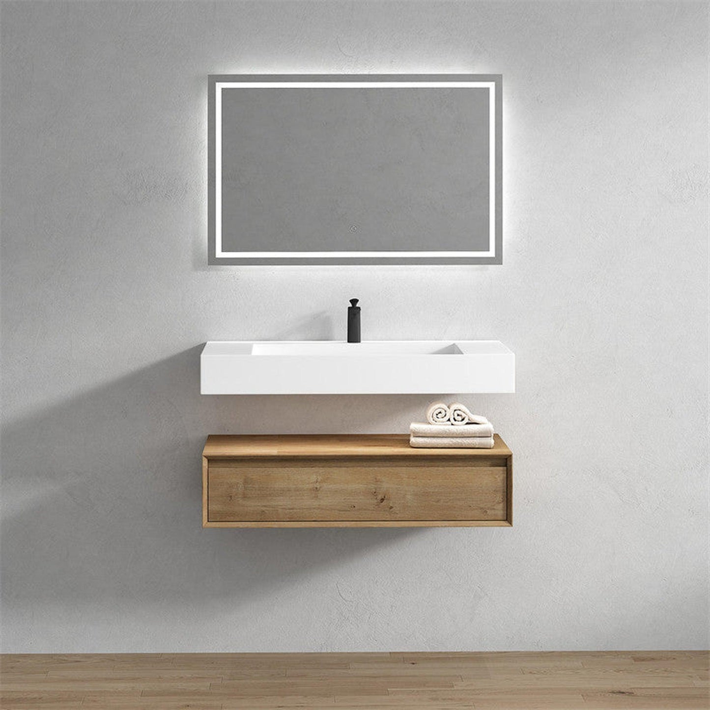 Moreno Bath ALYSA 42" White Oak Floating Vanity With Single Reinforced White Acrylic Sink