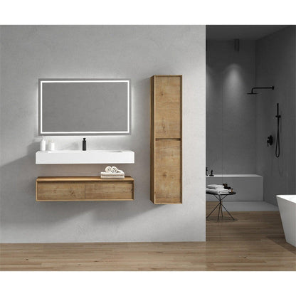 Moreno Bath ALYSA 60" White Oak Floating Vanity With Single Faucet Hole and Reinforced White Acrylic Sink