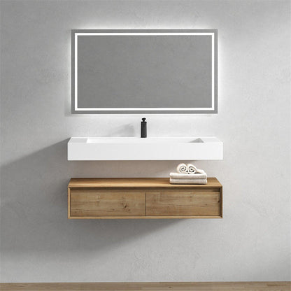 Moreno Bath ALYSA 60" White Oak Floating Vanity With Single Faucet Hole and Reinforced White Acrylic Sink