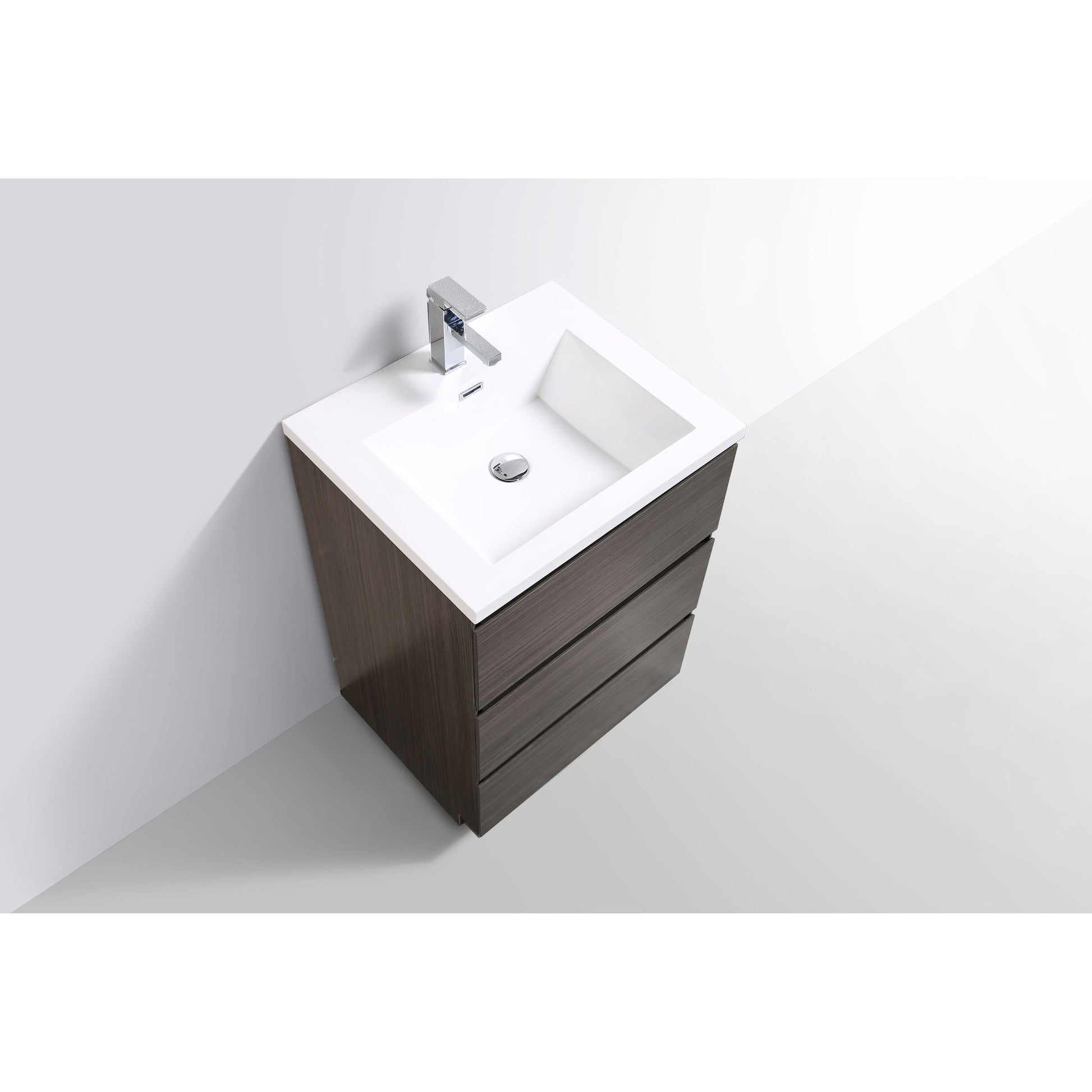 Moreno Bath Angeles 24" Dark Gray Oak Freestanding Vanity With Single Reinforced White Acrylic Sink