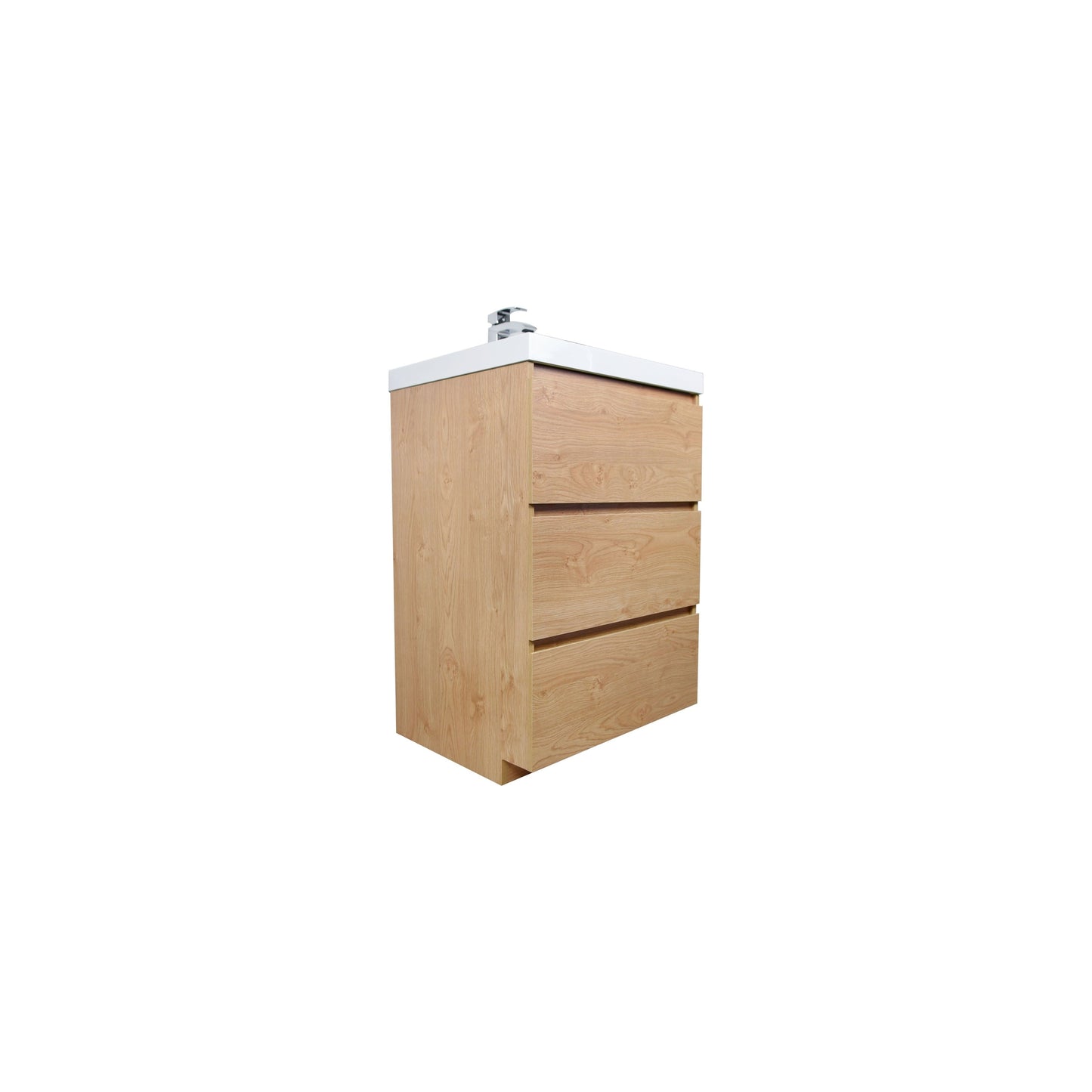 Moreno Bath Angeles 24" New England Oak Freestanding Vanity With Single Reinforced White Acrylic Sink