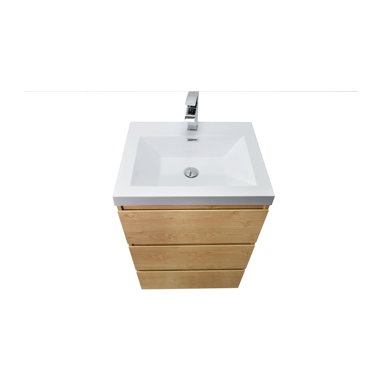 Moreno Bath Angeles 24" New England Oak Freestanding Vanity With Single Reinforced White Acrylic Sink