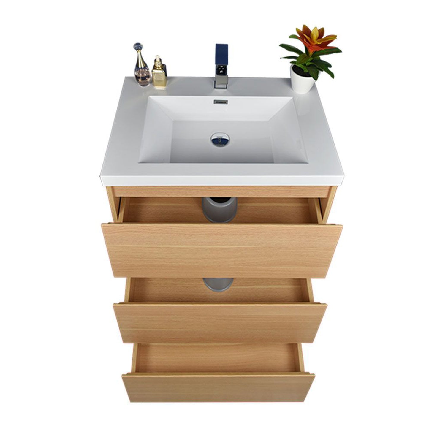 Moreno Bath Angeles 24" White Oak Freestanding Vanity With Single Reinforced White Acrylic Sink