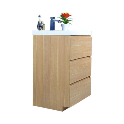 Moreno Bath Angeles 24" White Oak Freestanding Vanity With Single Reinforced White Acrylic Sink