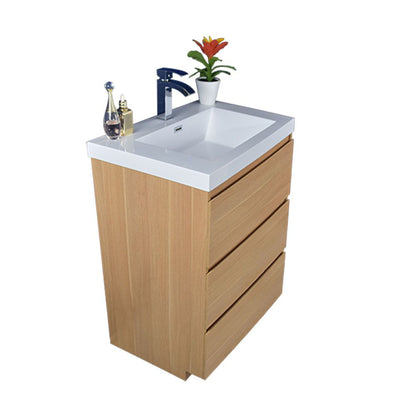 Moreno Bath Angeles 24" White Oak Freestanding Vanity With Single Reinforced White Acrylic Sink