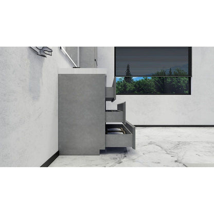 Moreno Bath Angeles 30" Cement Gray Freestanding Vanity With Single Reinforced White Acrylic Sink