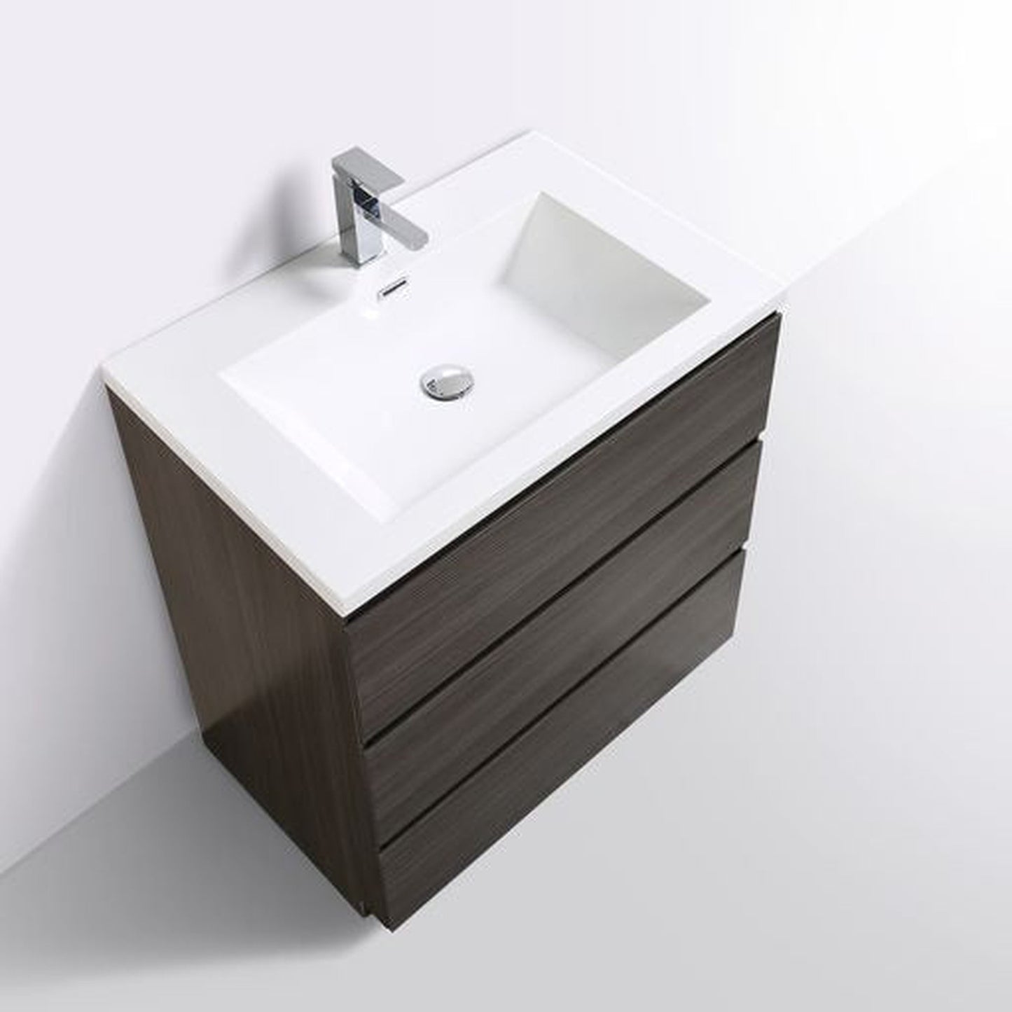 Moreno Bath Angeles 30" Dark Gray Oak Freestanding Vanity With Single Reinforced White Acrylic Sink