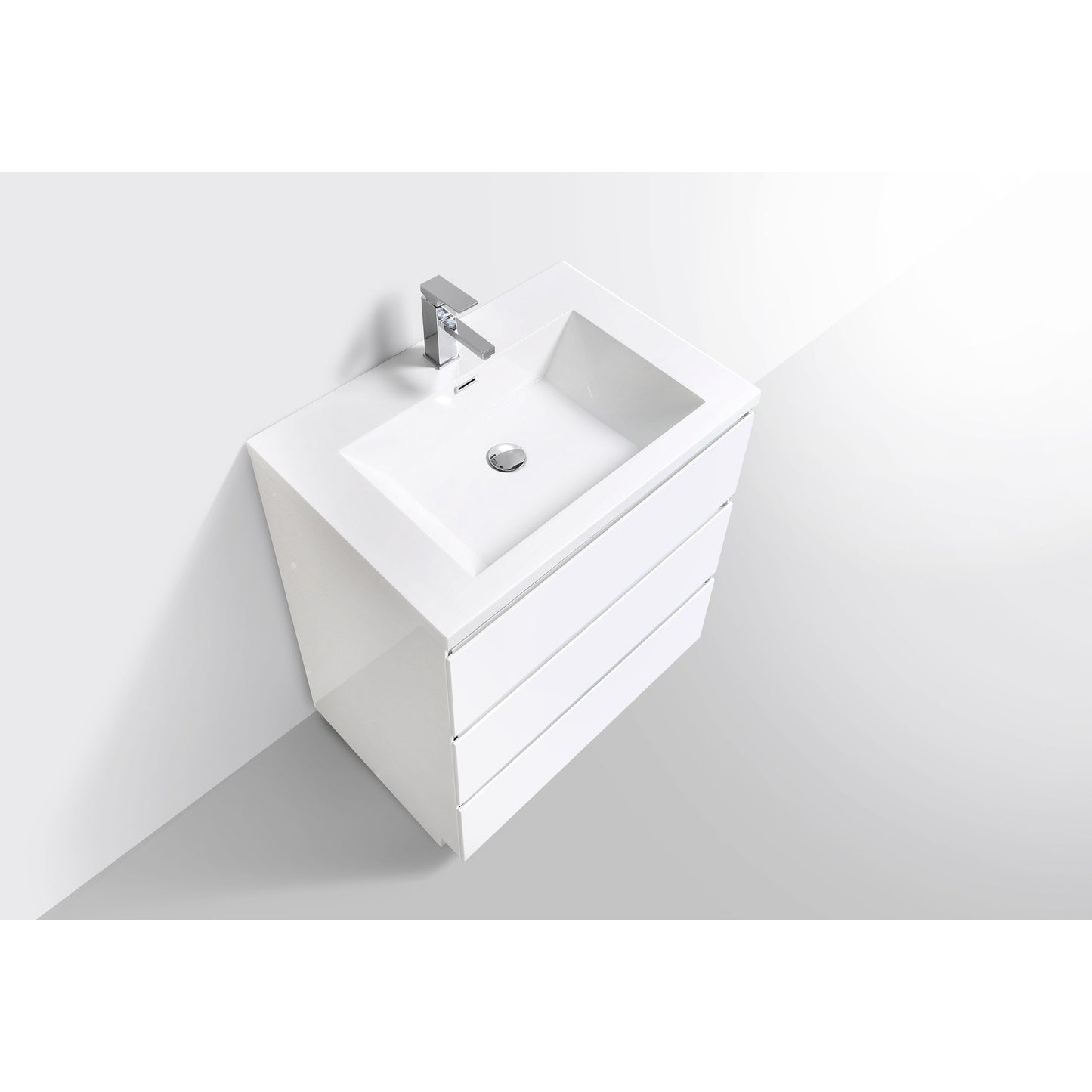 Moreno Bath Angeles 30" High Gloss White Freestanding Vanity With Single Reinforced White Acrylic Sink