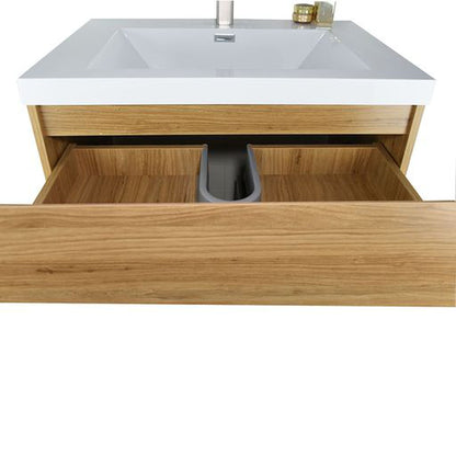 Moreno Bath Angeles 30" Nature Oak Freestanding Vanity With Single Reinforced White Acrylic Sink