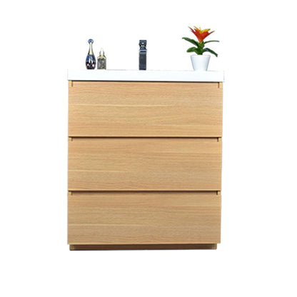 Moreno Bath Angeles 30" White Oak Freestanding Vanity With Single Reinforced White Acrylic Sink