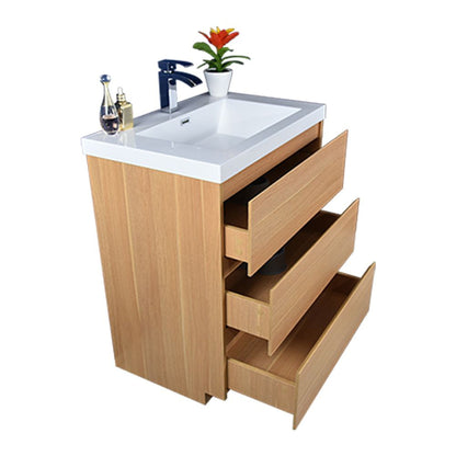 Moreno Bath Angeles 30" White Oak Freestanding Vanity With Single Reinforced White Acrylic Sink