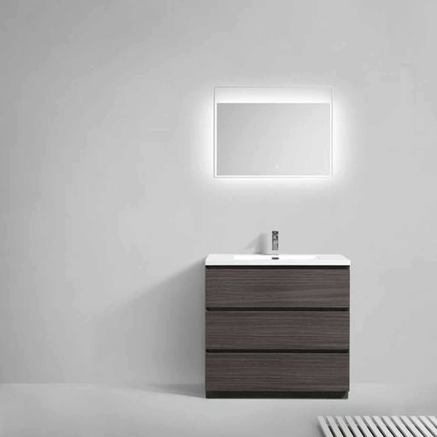 Moreno Bath Angeles 36" Dark Gray Oak Freestanding Vanity With Single Reinforced White Acrylic Sink