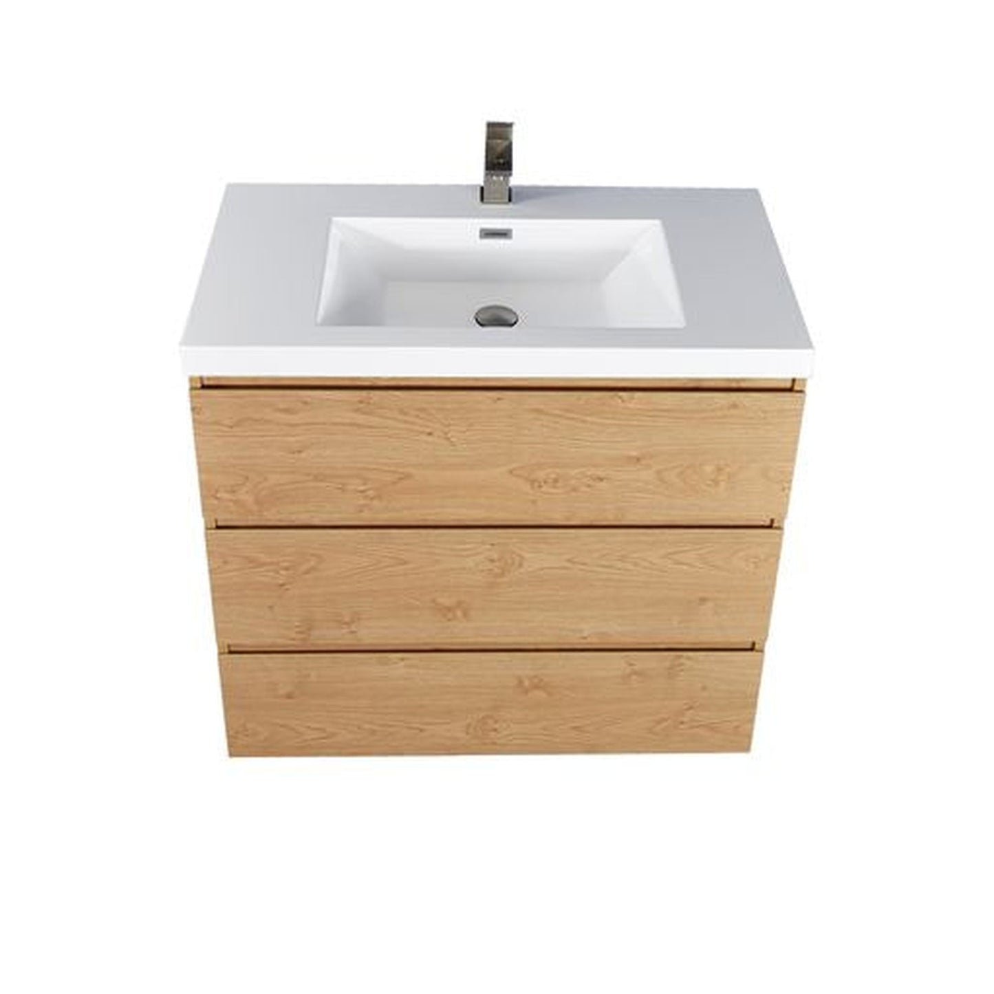 Moreno Bath Angeles 36" New England Oak Freestanding Vanity With Single Reinforced White Acrylic Sink