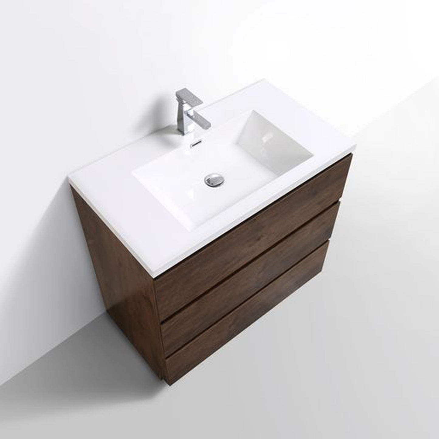 Moreno Bath Angeles 36" Rosewood Freestanding Vanity With Single Reinforced White Acrylic Sink