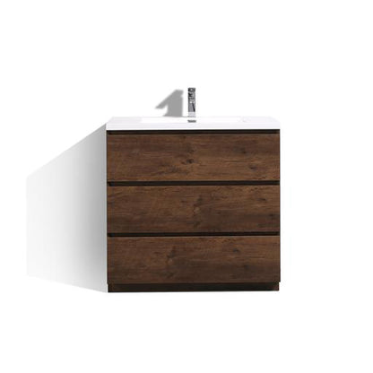 Moreno Bath Angeles 36" Rosewood Freestanding Vanity With Single Reinforced White Acrylic Sink