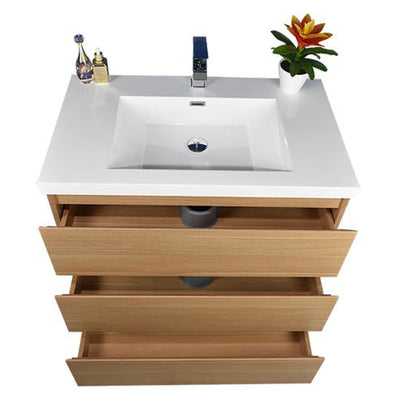 Moreno Bath Angeles 36" White Oak Freestanding Vanity With Single Reinforced White Acrylic Sink