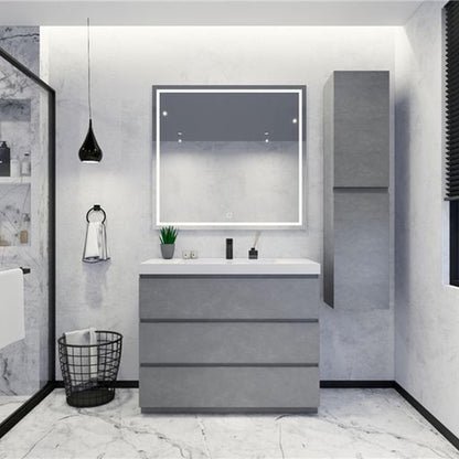 Moreno Bath Angeles 42" Cement Gray Freestanding Vanity With Single Reinforced White Acrylic Sink