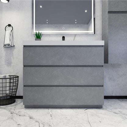 Moreno Bath Angeles 42" Cement Gray Freestanding Vanity With Single Reinforced White Acrylic Sink