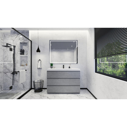 Moreno Bath Angeles 42" Cement Gray Freestanding Vanity With Single Reinforced White Acrylic Sink