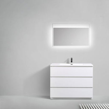 Moreno Bath Angeles 42" High Gloss White Freestanding Vanity With Single Reinforced White Acrylic Sink