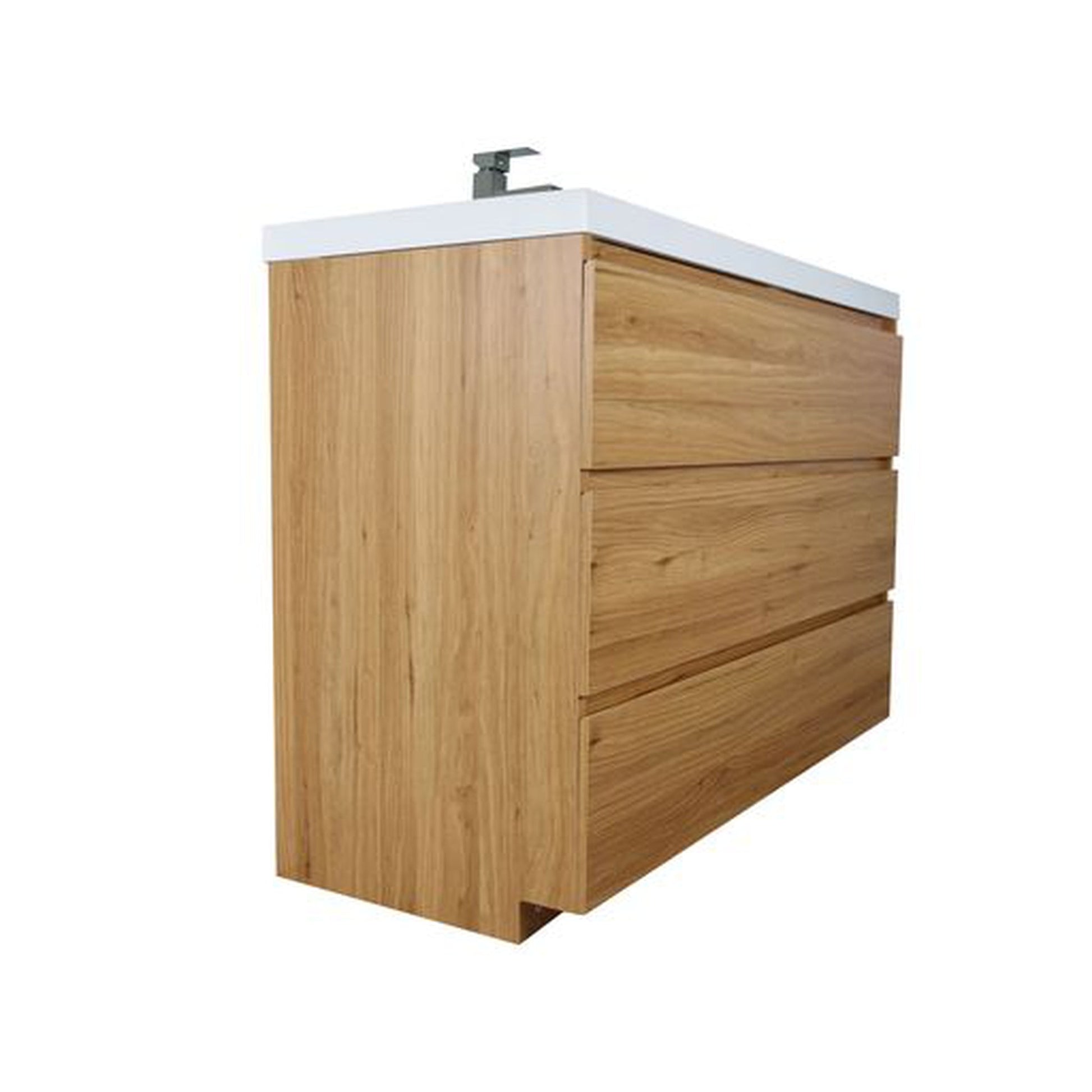 Moreno Bath Angeles 42" Nature Oak Freestanding Vanity With Single Reinforced White Acrylic Sink