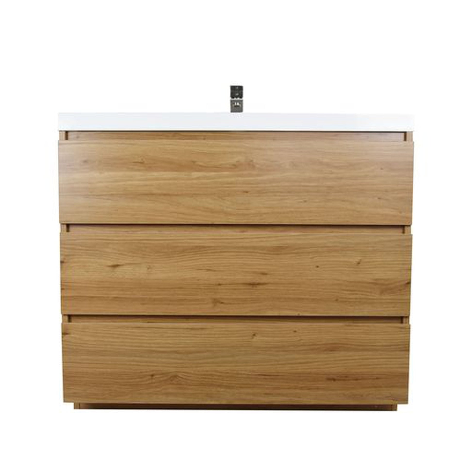 Moreno Bath Angeles 42" Nature Oak Freestanding Vanity With Single Reinforced White Acrylic Sink