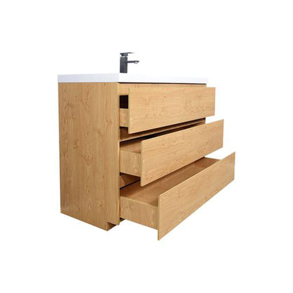 Moreno Bath Angeles 42" New England Oak Freestanding Vanity With Single Reinforced White Acrylic Sink