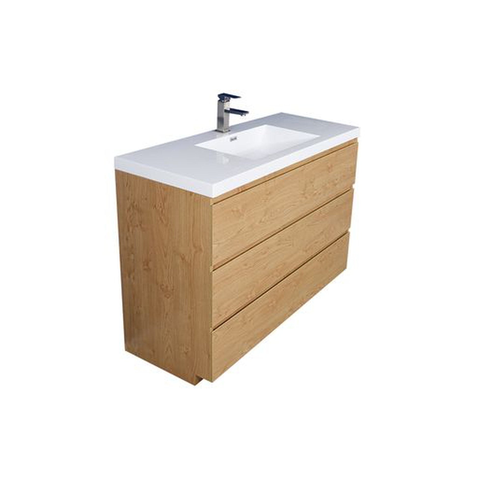 Moreno Bath Angeles 42" New England Oak Freestanding Vanity With Single Reinforced White Acrylic Sink