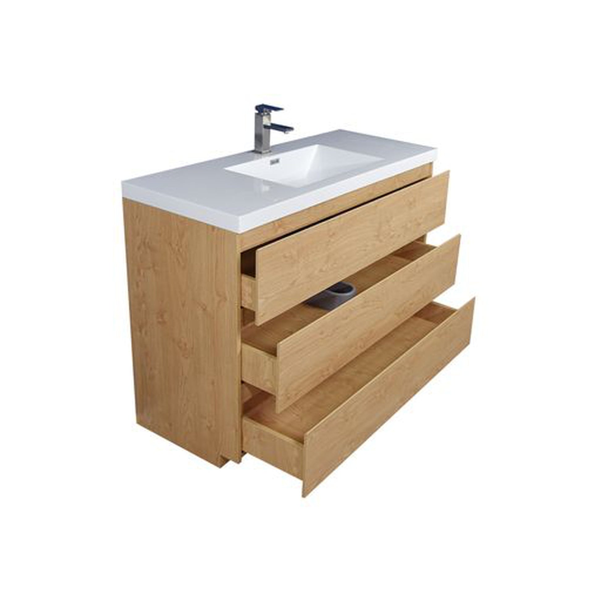 Moreno Bath Angeles 42" New England Oak Freestanding Vanity With Single Reinforced White Acrylic Sink