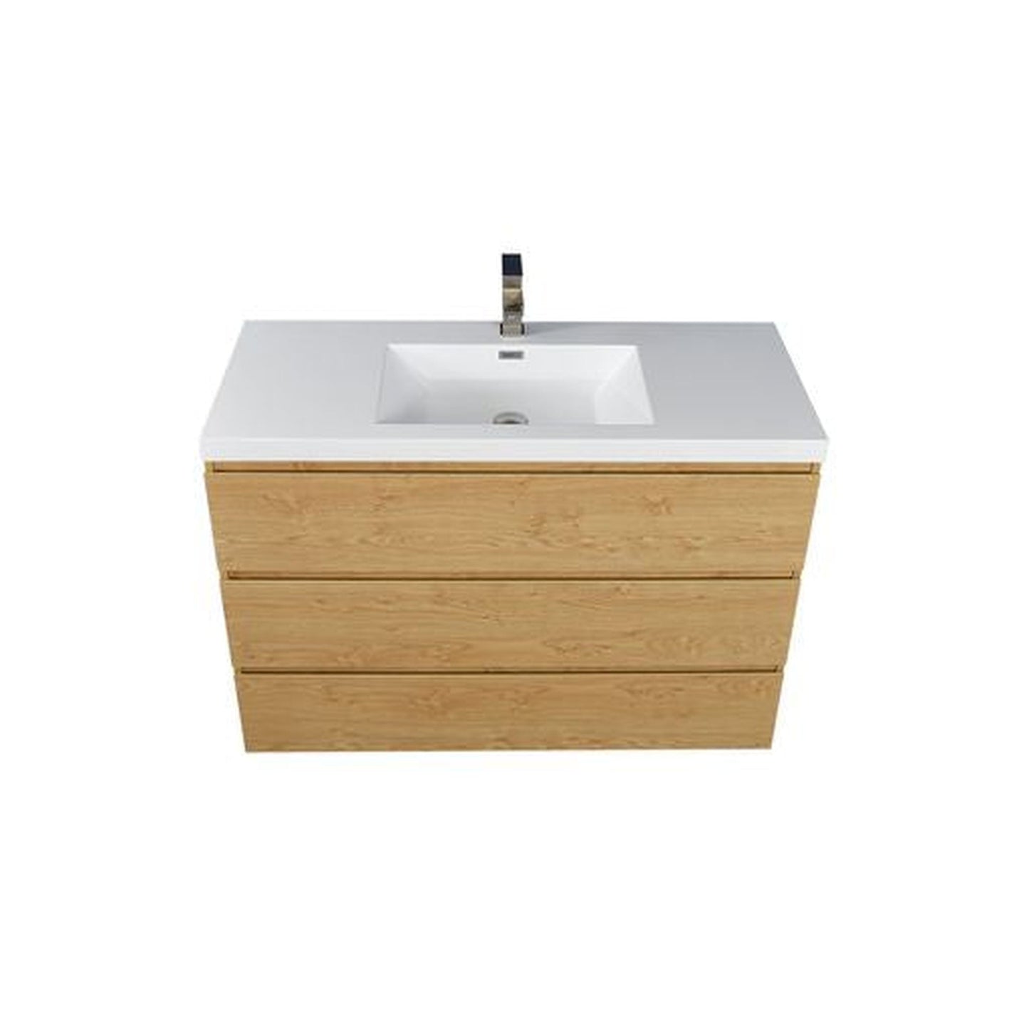 Moreno Bath Angeles 42" New England Oak Freestanding Vanity With Single Reinforced White Acrylic Sink