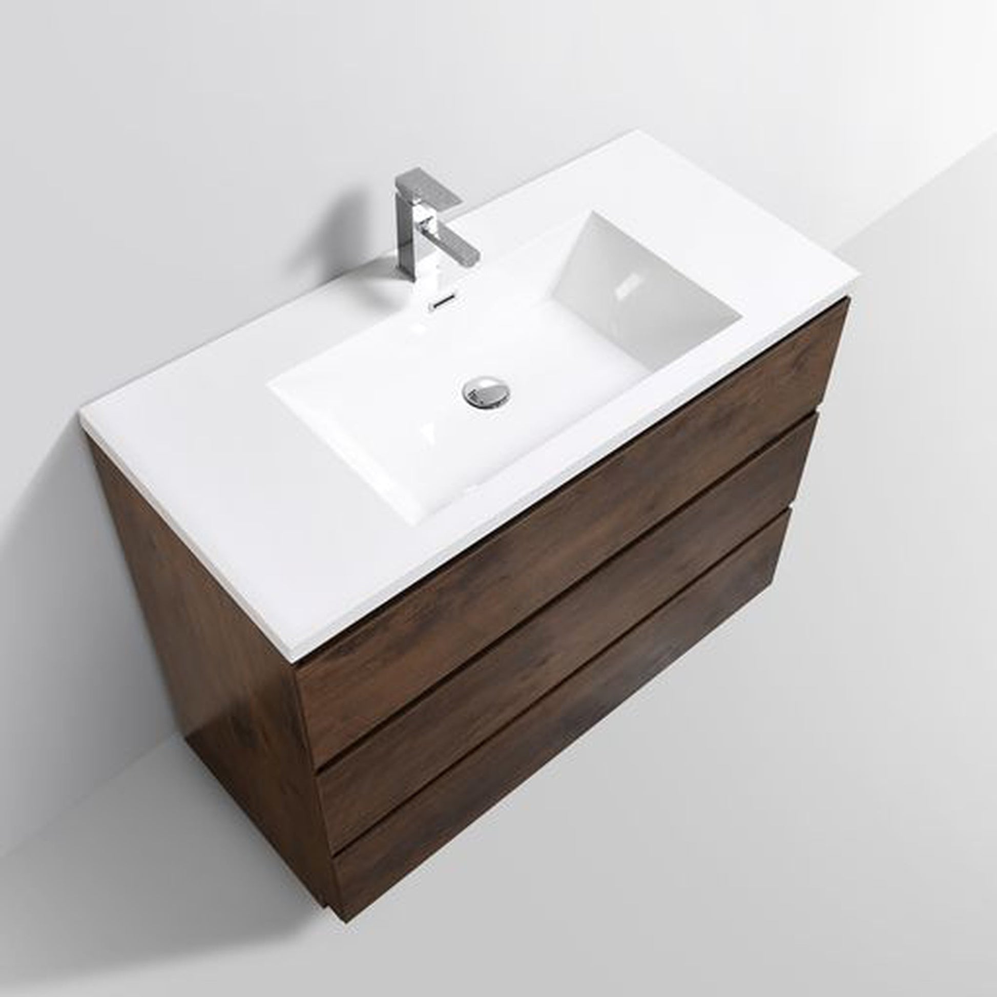 Moreno Bath Angeles 42" Rosewood Freestanding Vanity With Single Reinforced White Acrylic Sink